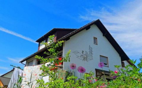 Sicht auf die Pension von der Zufahrt aus